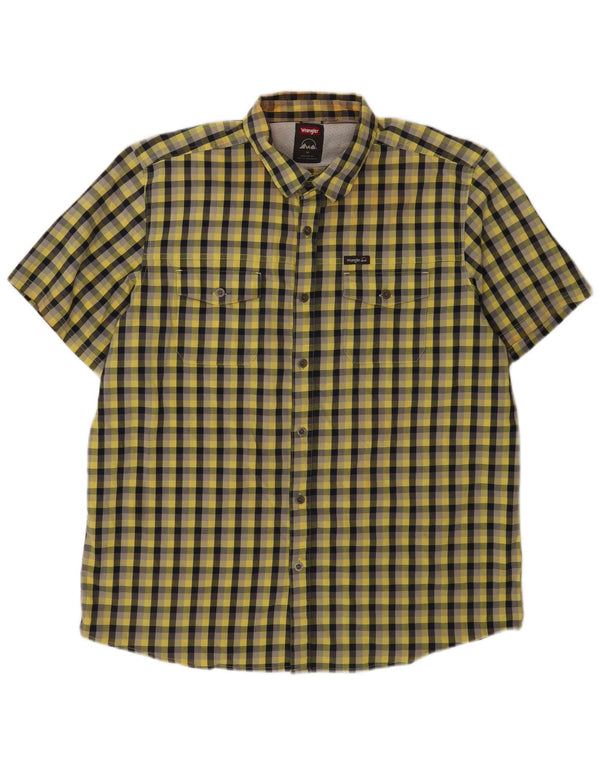 Cămașă Wrangler pentru bărbați, cu mânecă scurtă, în formă regulată, XL, bumbac vichy galben