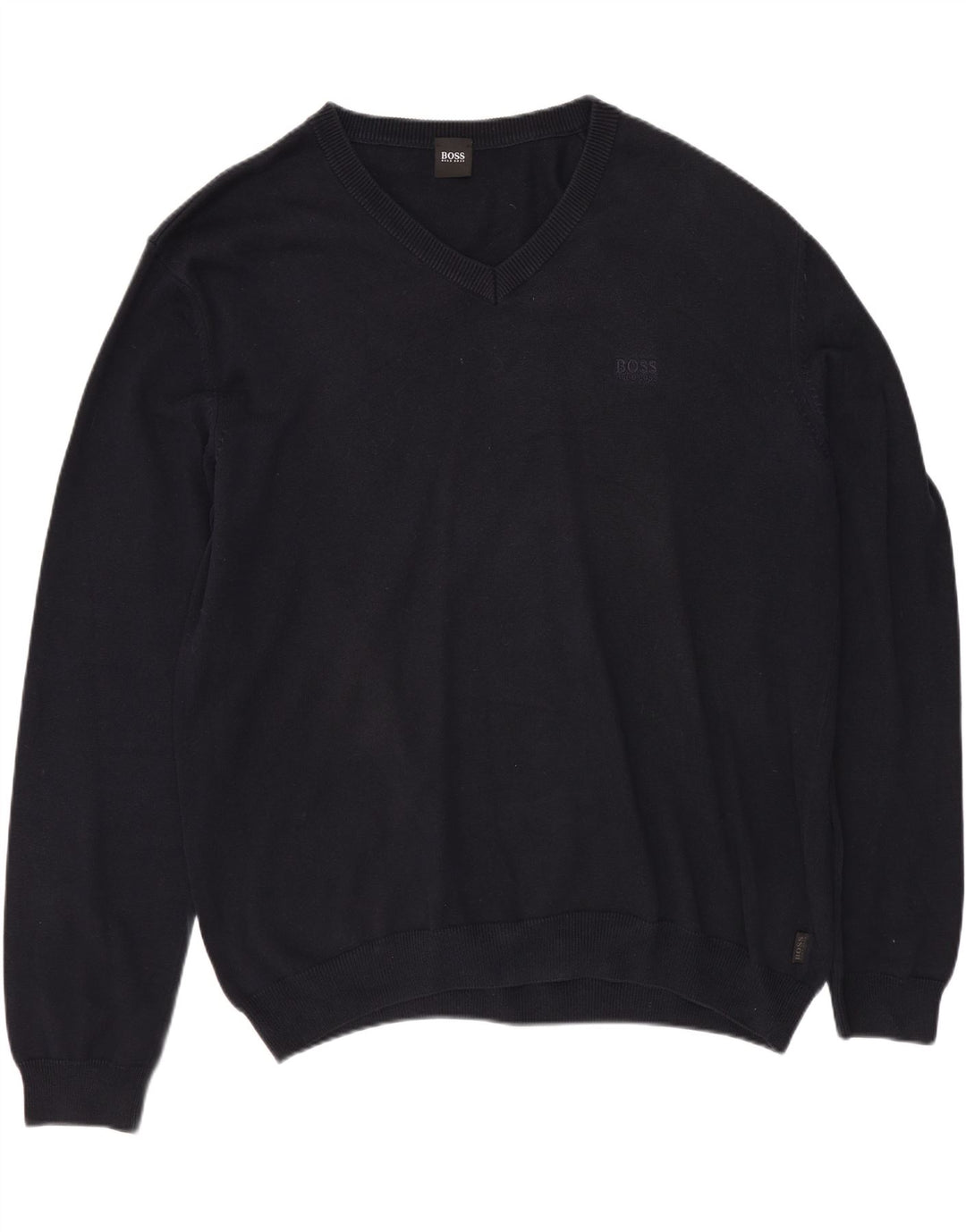 HUGO BOSS Pulover cu decolteu în V pentru bărbați, XL, bumbac bleumarin