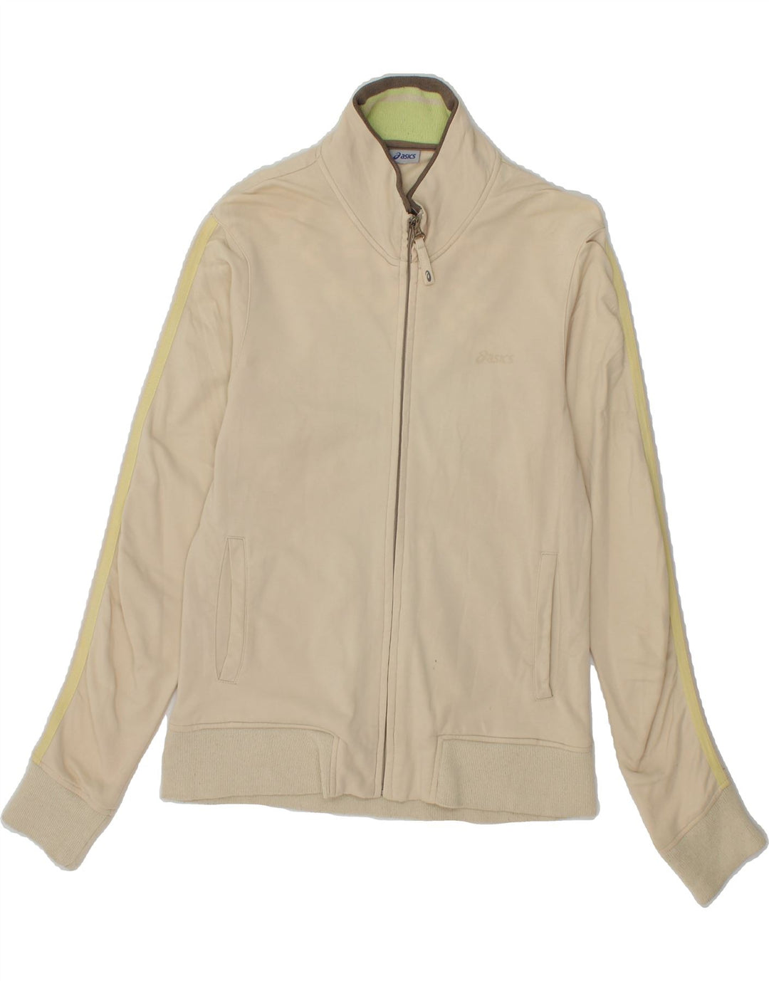 ASICS Womens Tracksuit Top Jacket UK 12 Medium Beige Cotton Vintage Asics and Second-Hand Asics from Messina Hembry 