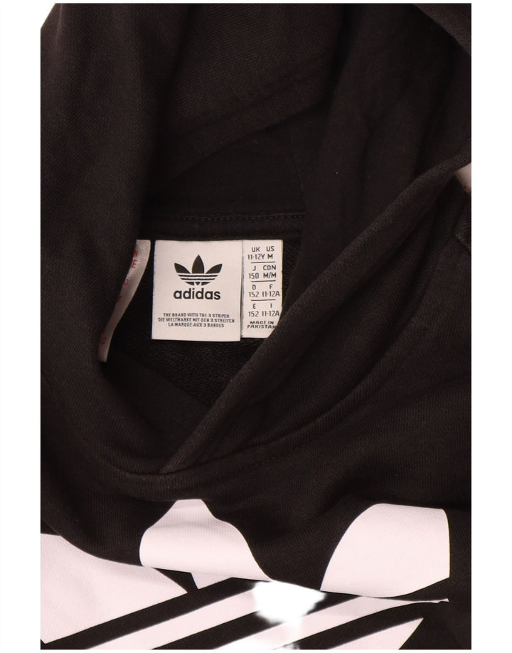 Pulover ADIDAS pentru băieți, cu grafică, 11-12 ani, bumbac negru