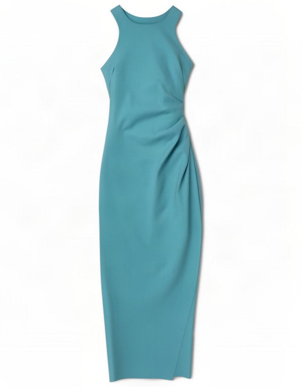 Misha Womens Sleeveless Maxi Bodycon Dress UK 6 XS Blue Polyester
