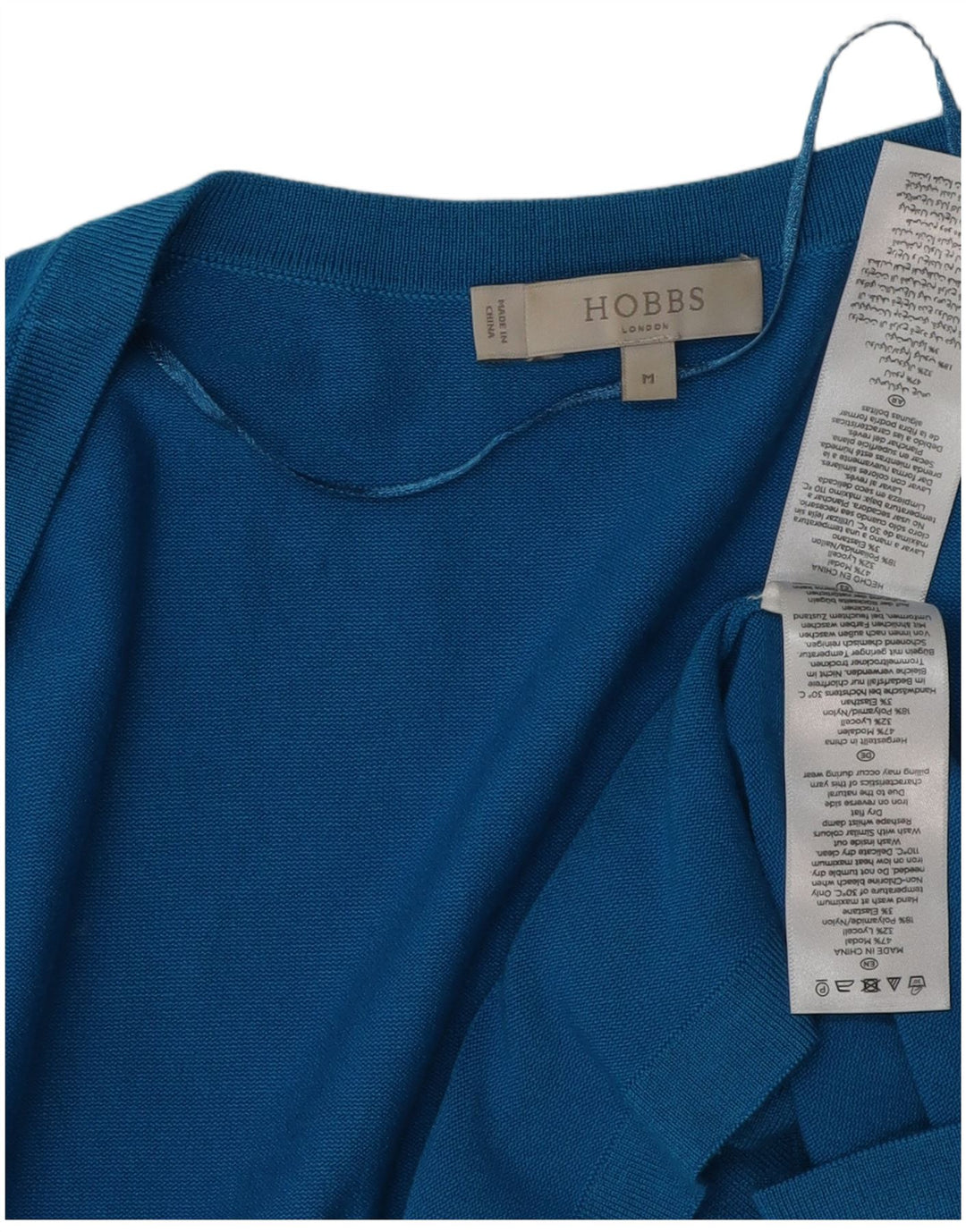 HOBBS Pulover cardigan deschis pentru femei cu mâneci 3/4 UK 12, albastru mediu modal