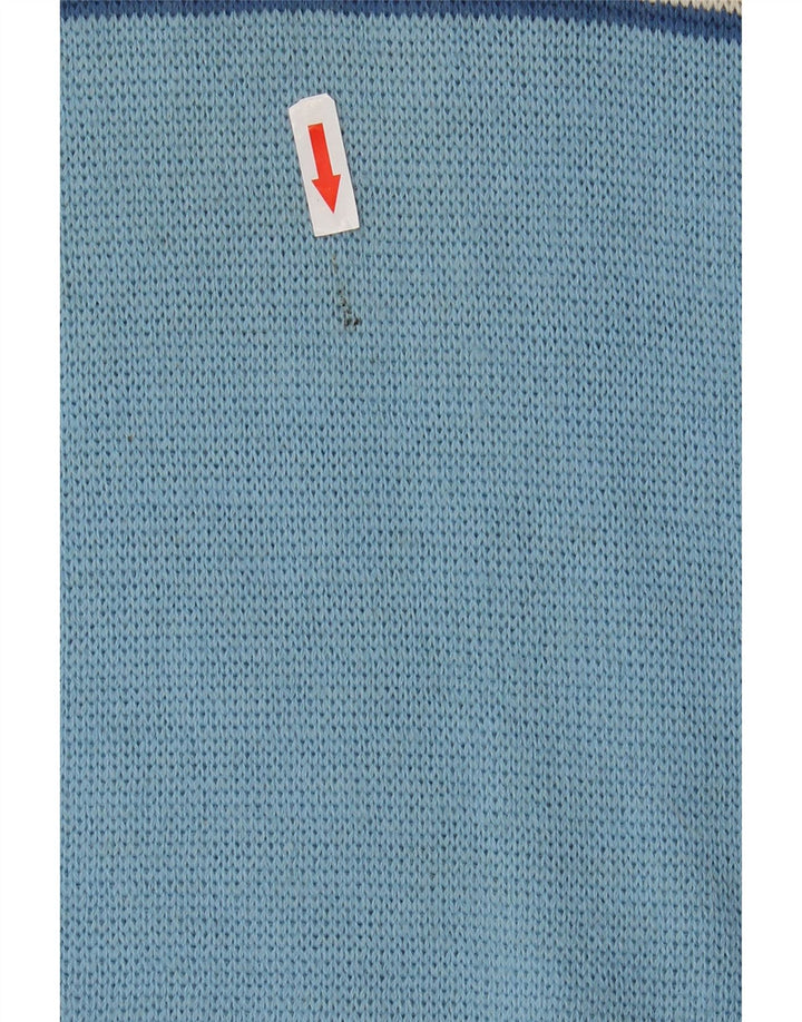 Pulover vintage pentru bărbați cu gât roșu IT 48 Small Blue Colorblock