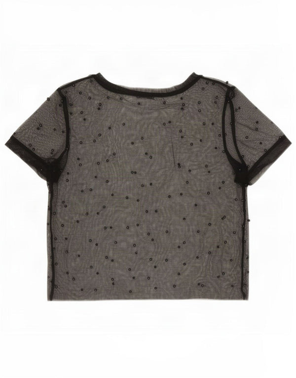 Zara Womens Crop See Through Top UK 10 Small Black