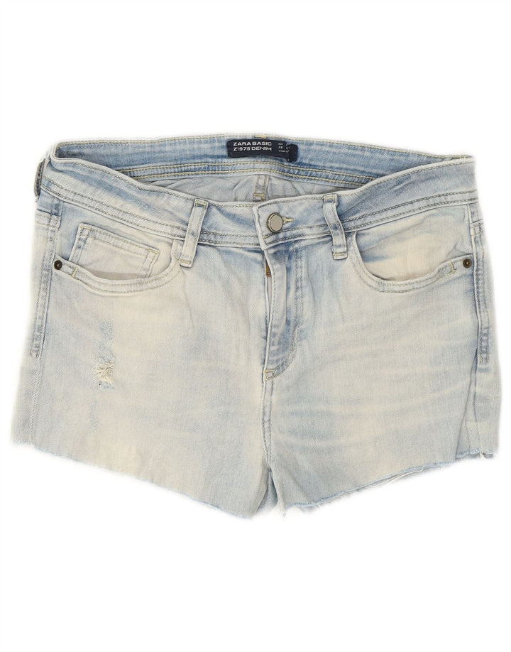 Pantaloni scurți din denim învechit pentru femei Zara EU 38 Small W28 Blue