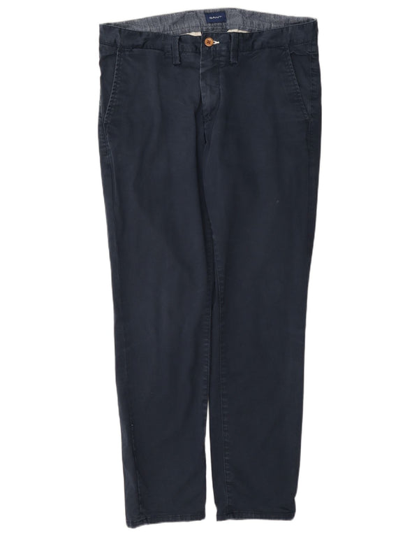 Pantaloni chino drepți pentru bărbați Gant L34 L30 bumbac bleumarin