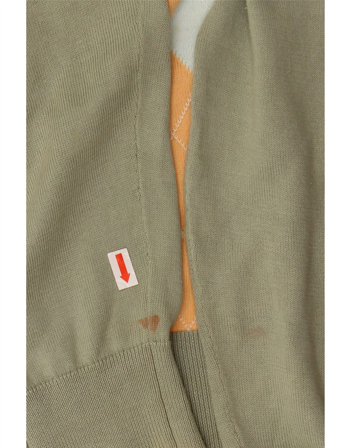 PRINGLE Pulover cu decolteu în V pentru femei UK 14 Medium Khaki Argyle/Diamond