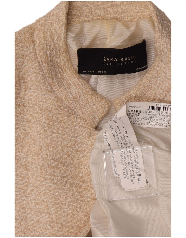 Blazer deschis pentru femei ZARA UK 12, bumbac mediu alb