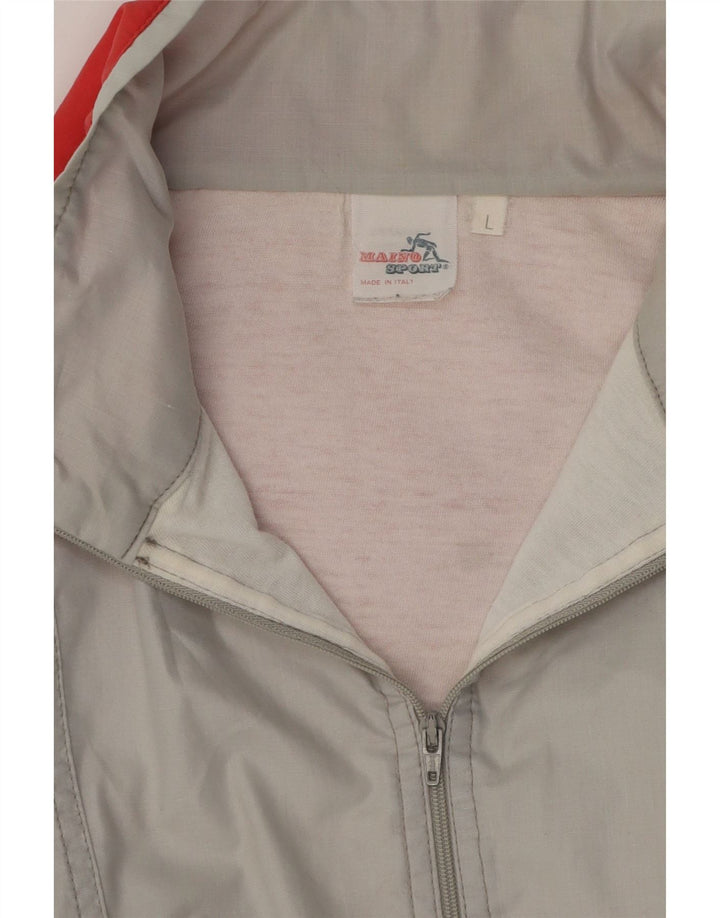 Trening pentru bărbați vintage, jachetă de top, mare, gri din bumbac color bloc