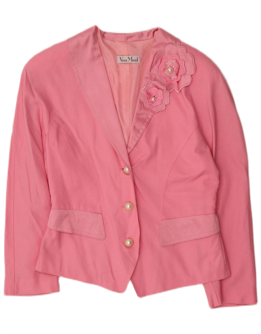 Jachetă blazer cu 3 nasturi pentru femei VERA MONT UK 14 Roz mediu Floral