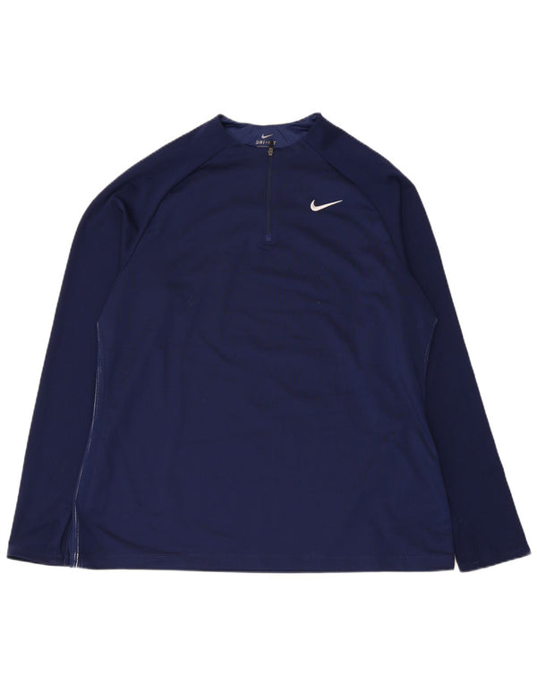 Top de trening pentru bărbați Dri Fit, cu fermoar și gât, XL, poliester bleumarin