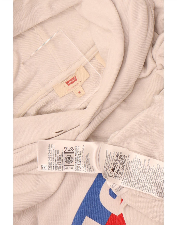 Pulover cu glugă supradimensionat cu grafic Levi's pentru femei UK 14 Bumbac alb mediu