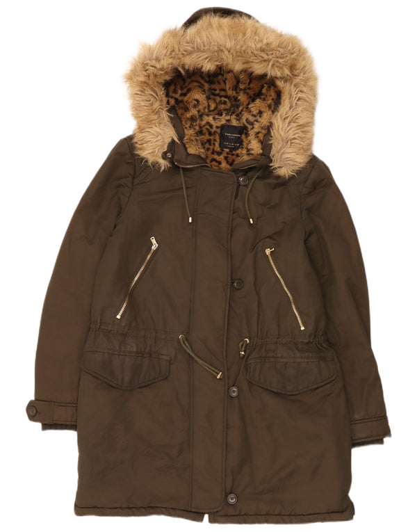 Jachetă parka Sherpa cu glugă pentru femei UK 14 Medium Khaki