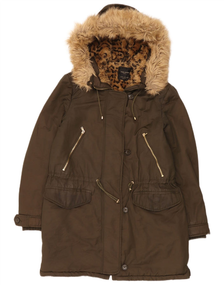 Jachetă parka Sherpa cu glugă pentru femei UK 14 Medium Khaki