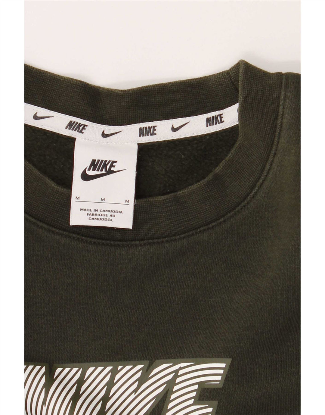 Hanorac grafic pentru bărbați Nike Pulover Medium Kaki Bumbac color bloc