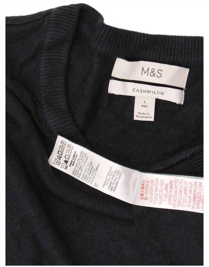 MARKS & SPENCER Pulover pentru bărbați cu decolteu rotund, mare, acrilic, albastru bleumarin