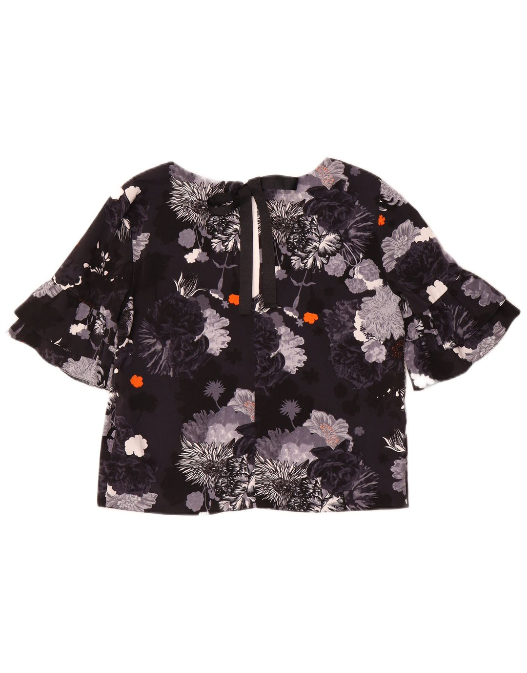 Bluză supradimensionată pentru femei Topshop UK 6 XS Poliester floral negru