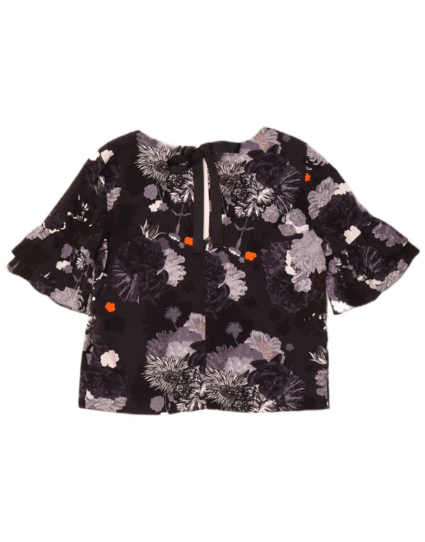 Bluză supradimensionată pentru femei Topshop UK 6 XS Poliester floral negru
