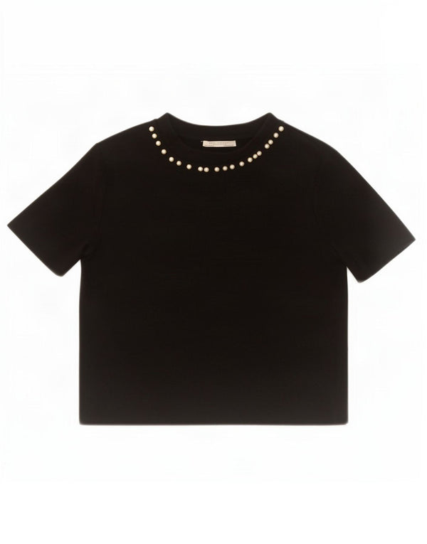 Bluză de top pentru femei Zara UK 12, bumbac mediu negru