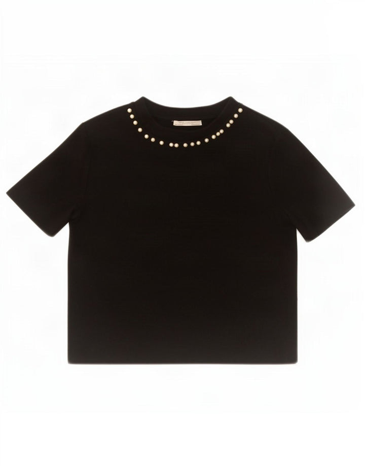 Bluză de top pentru femei Zara UK 12, bumbac mediu negru