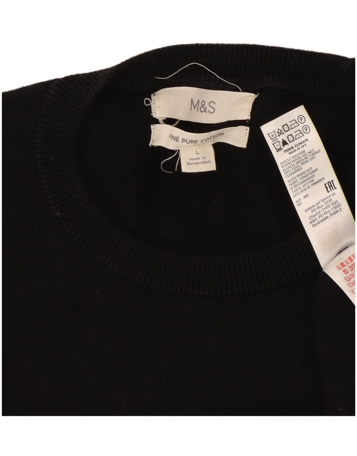 Pulover pentru bărbați Marks & Spencer cu gât roșu, mare, negru, bumbac