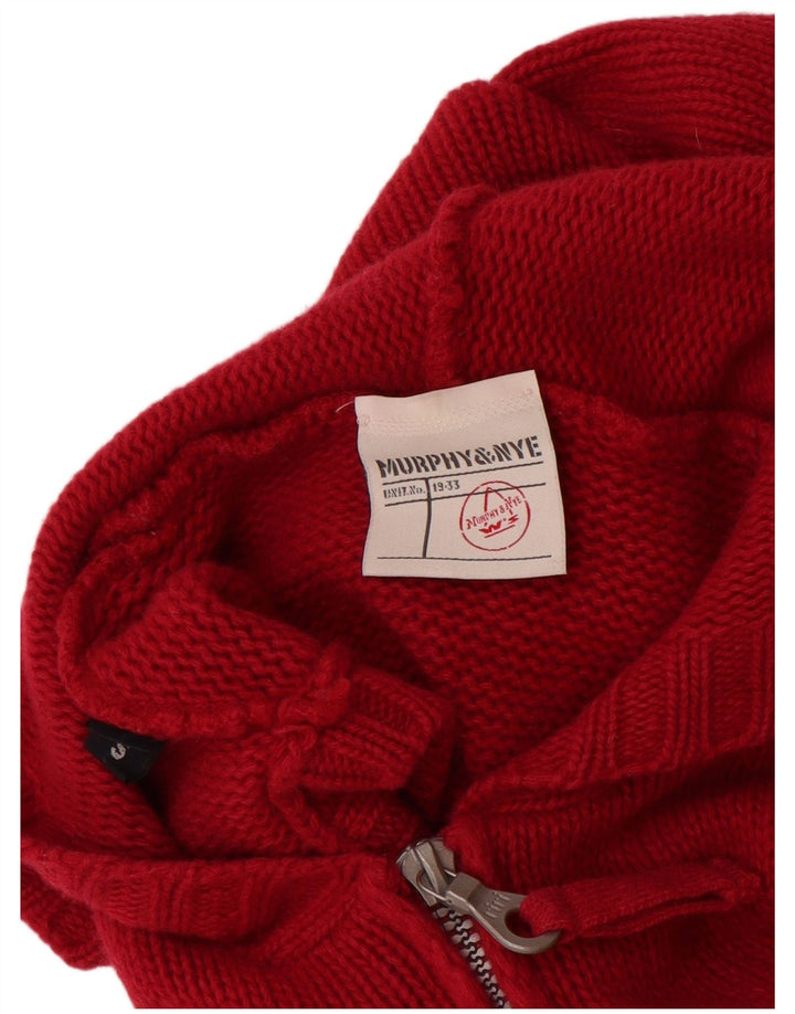 MURPHY & NYE Pulover cardigan cu glugă pentru femei UK 10 Mic Bordeaux