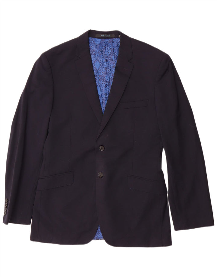Jachetă pentru bărbați Ted Baker, cu 2 nasturi, 40 SUA, lână mare, albastru