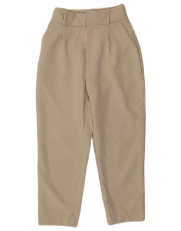 Pantaloni tăiați conici pentru femei cu talie înaltă Zara XS L24 L23 poliester bej