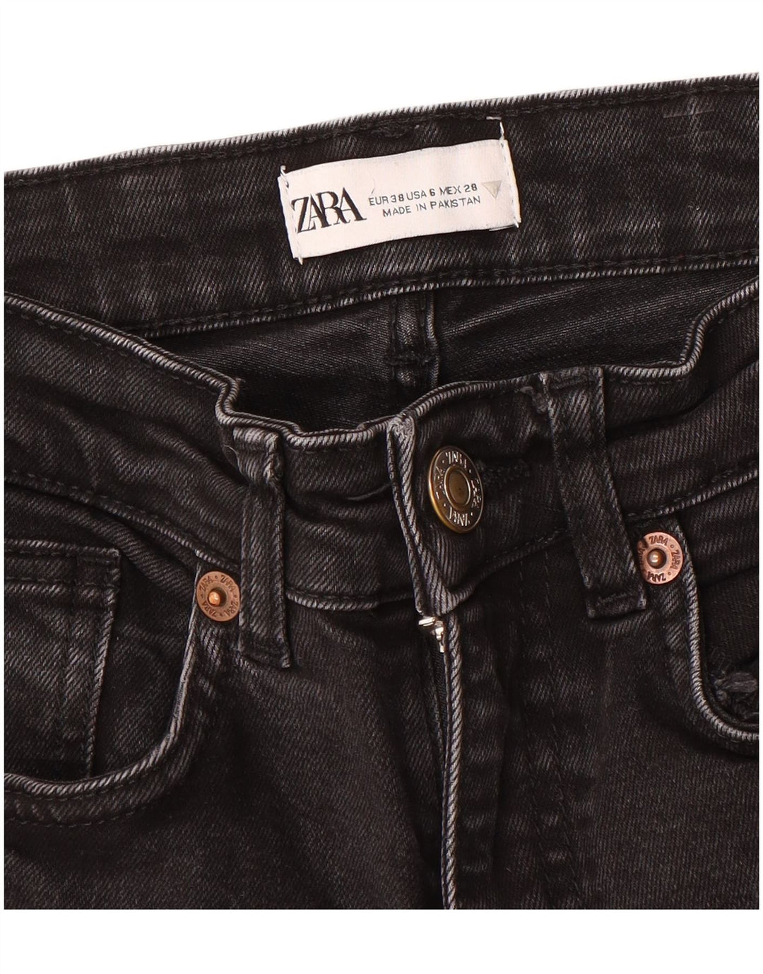 Blugi Zara pentru femei Crop Bootcut EU 38 Mici W28 L25 Negri