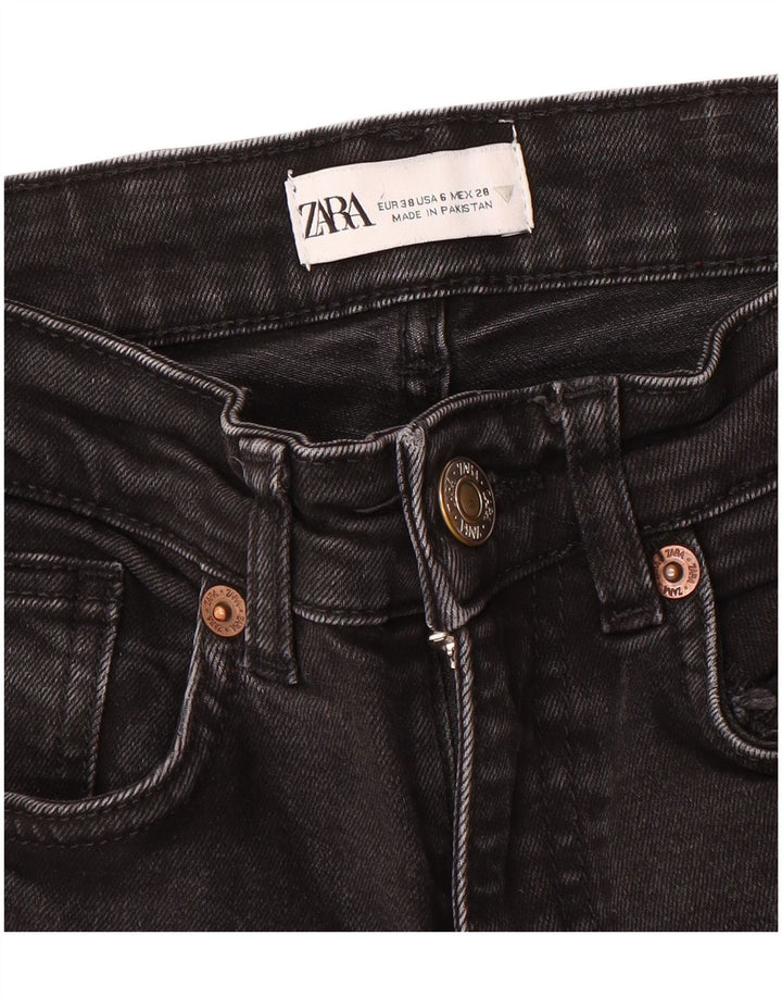 Blugi Zara pentru femei Crop Bootcut EU 38 Mici W28 L25 Negri