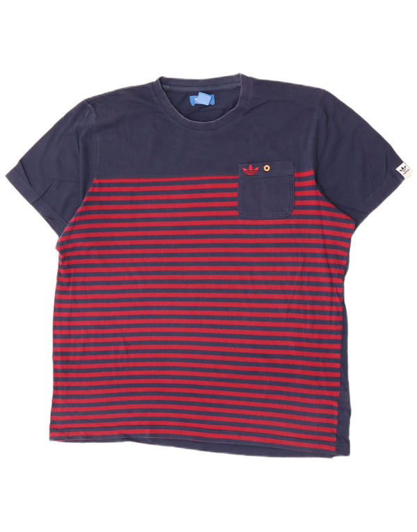 Tricou pentru bărbați Adidas Top mare, albastru bleumarin, bumbac cu dungi