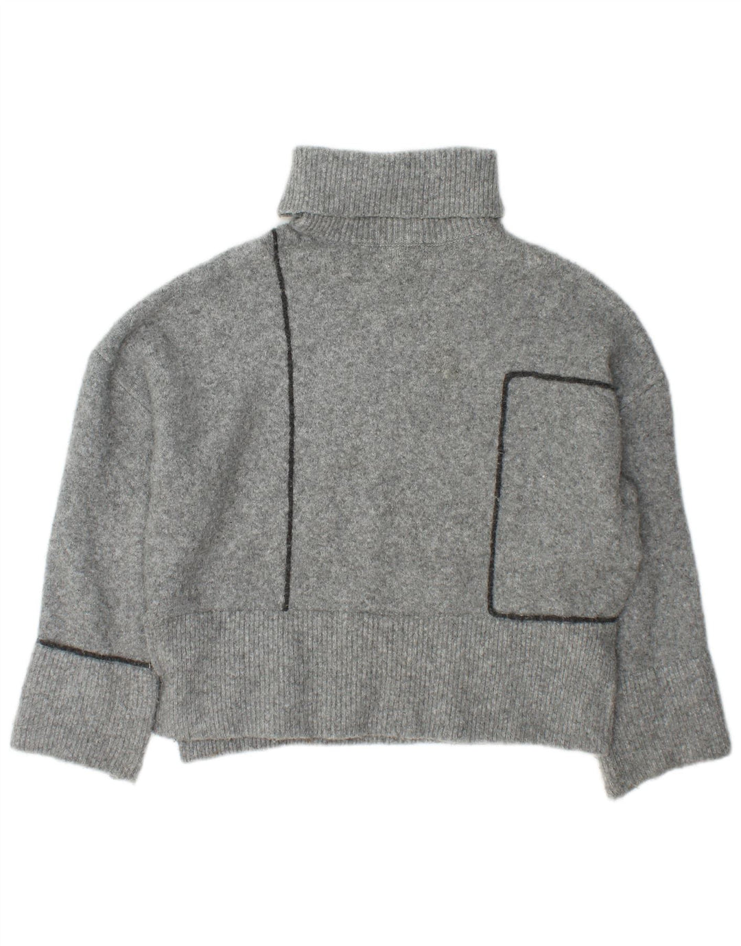 Pulover supradimensionat pentru femei Zara, cu gât rulat, UK 10, mic, gri acrilic