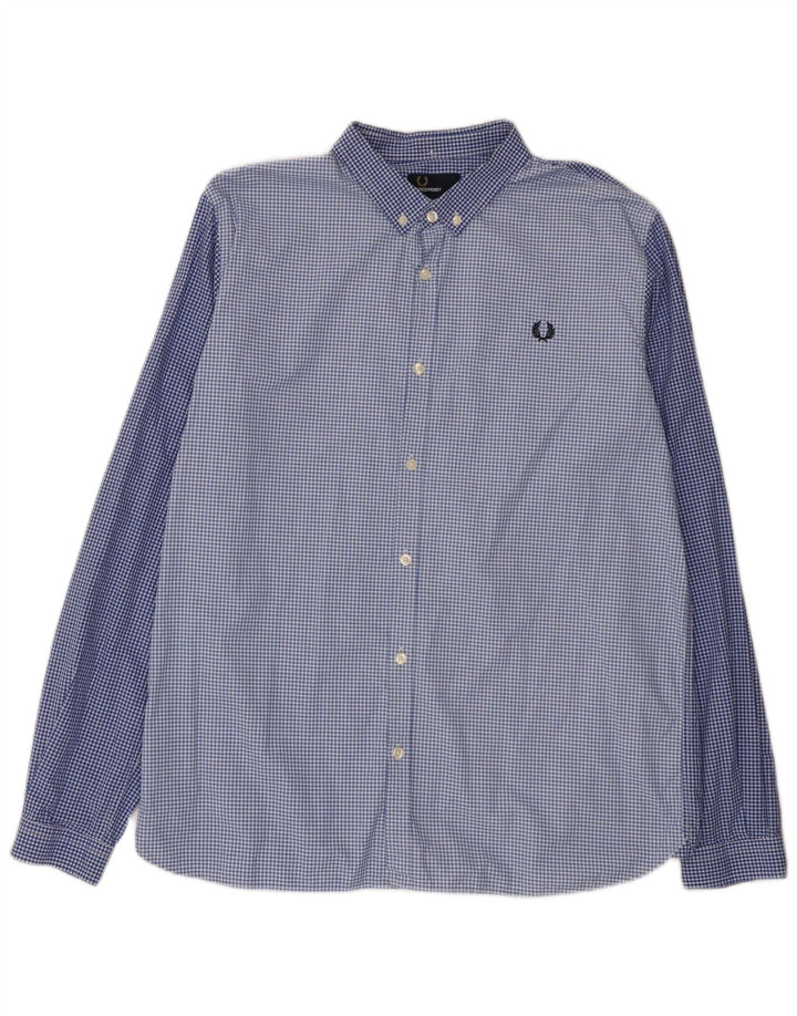 Cămașă pentru bărbați Fred Perry slim fit XL, albastru, bumbac vichy