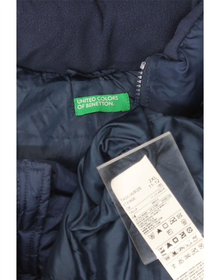 BENETTON Gilet căptușit cu glugă pentru băieți 11-12 ani 2XL Bleumarin Poliamidă