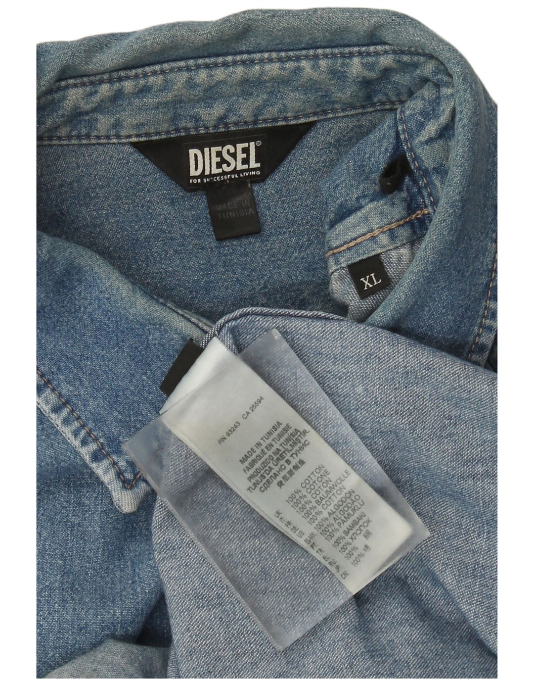 Cămașă din blugi pentru bărbați Diesel XL Bumbac albastru