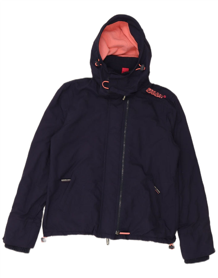 SUPERDRY Womens Graphic Windbreaker Jacket UK 16 Large Navy Blue