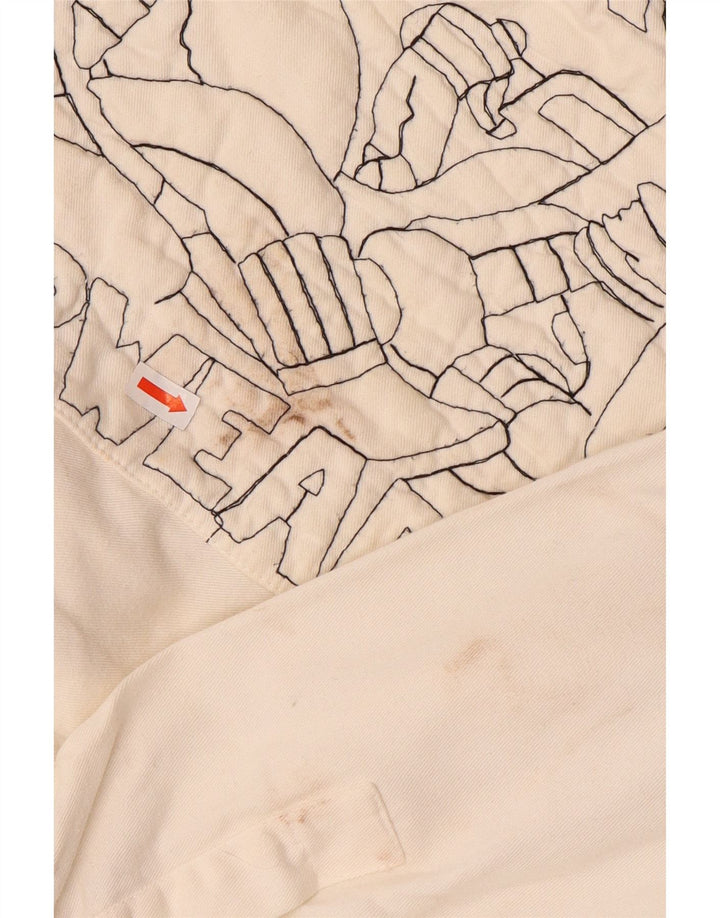 Cămașă cu grafică vintage pentru bărbați, mare, alb, bumbac