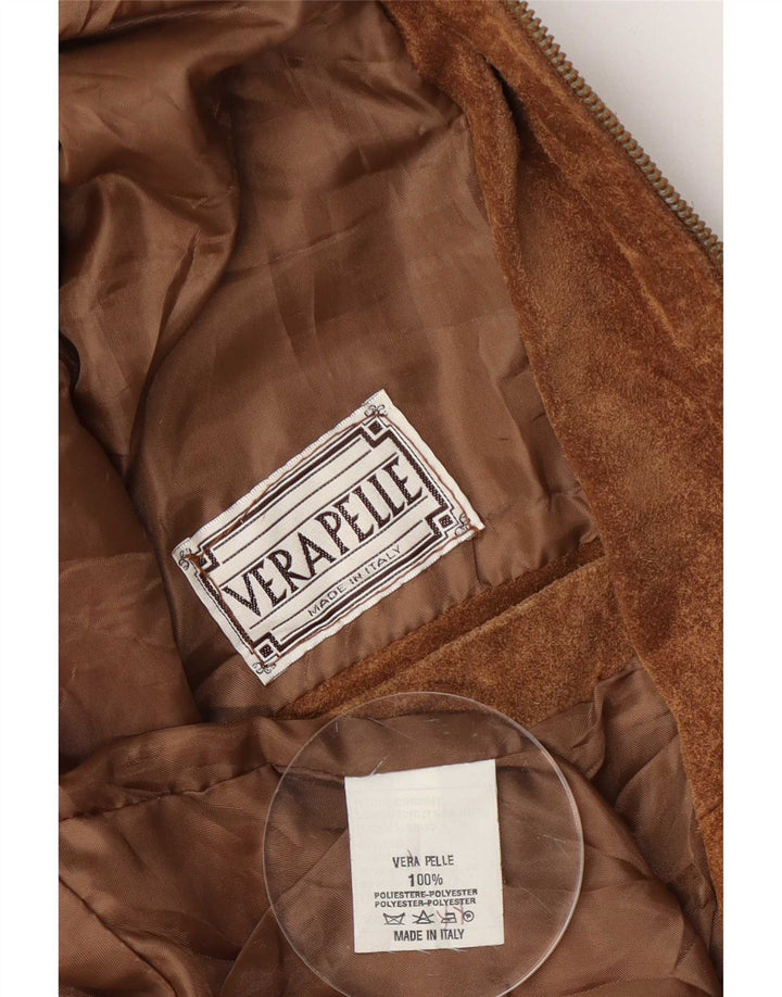 Jachetă vintage bărbătească din piele intoarsa IT 48 maro mediu din piele