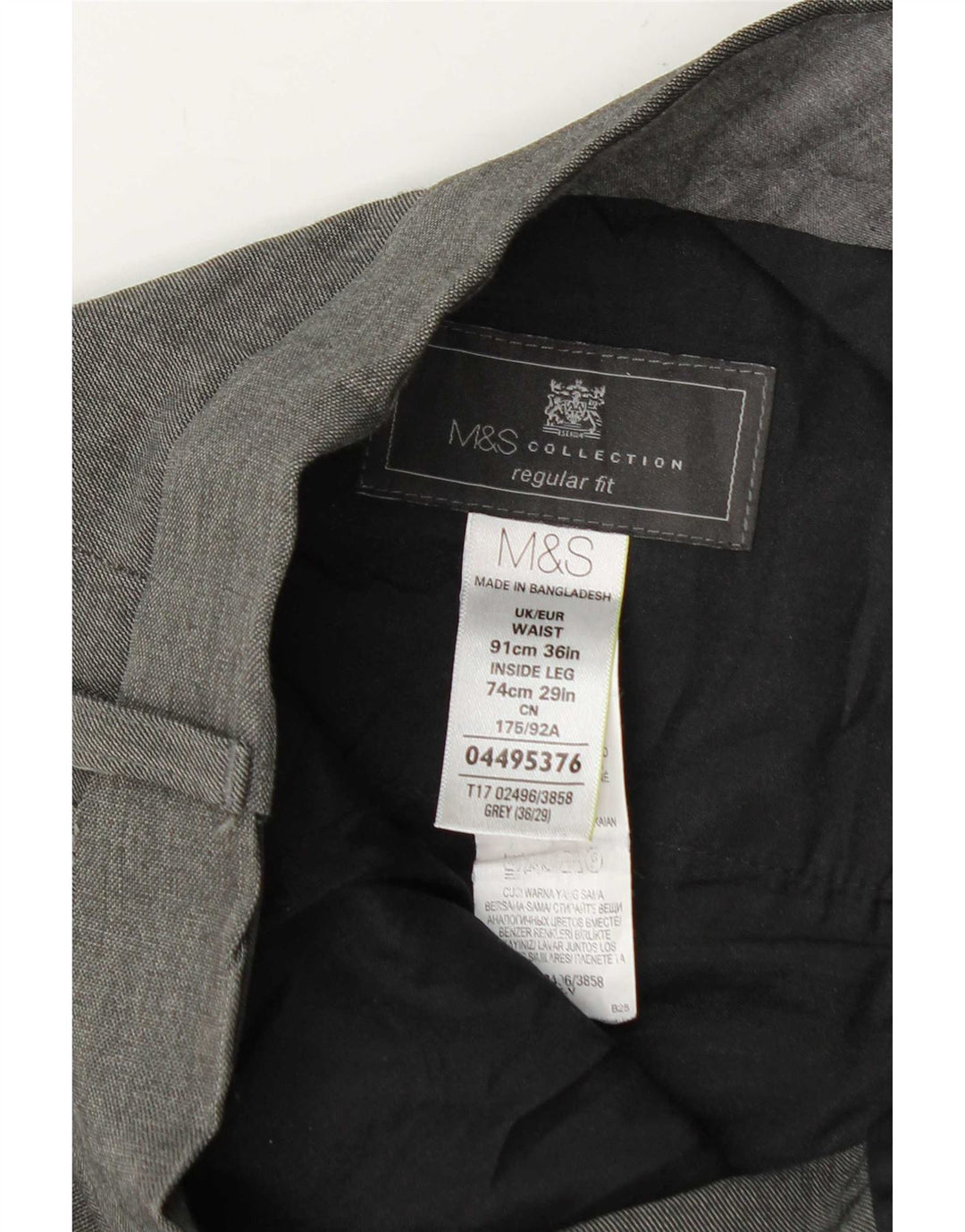 Pantaloni de costum pentru bărbați Marks & Spencer, cu ajustare normală, L36 L29, poliester gri