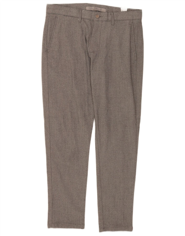 Pantaloni chino slim pentru bărbați Zara EU 38 Mici L30 L27 Gri Poliester