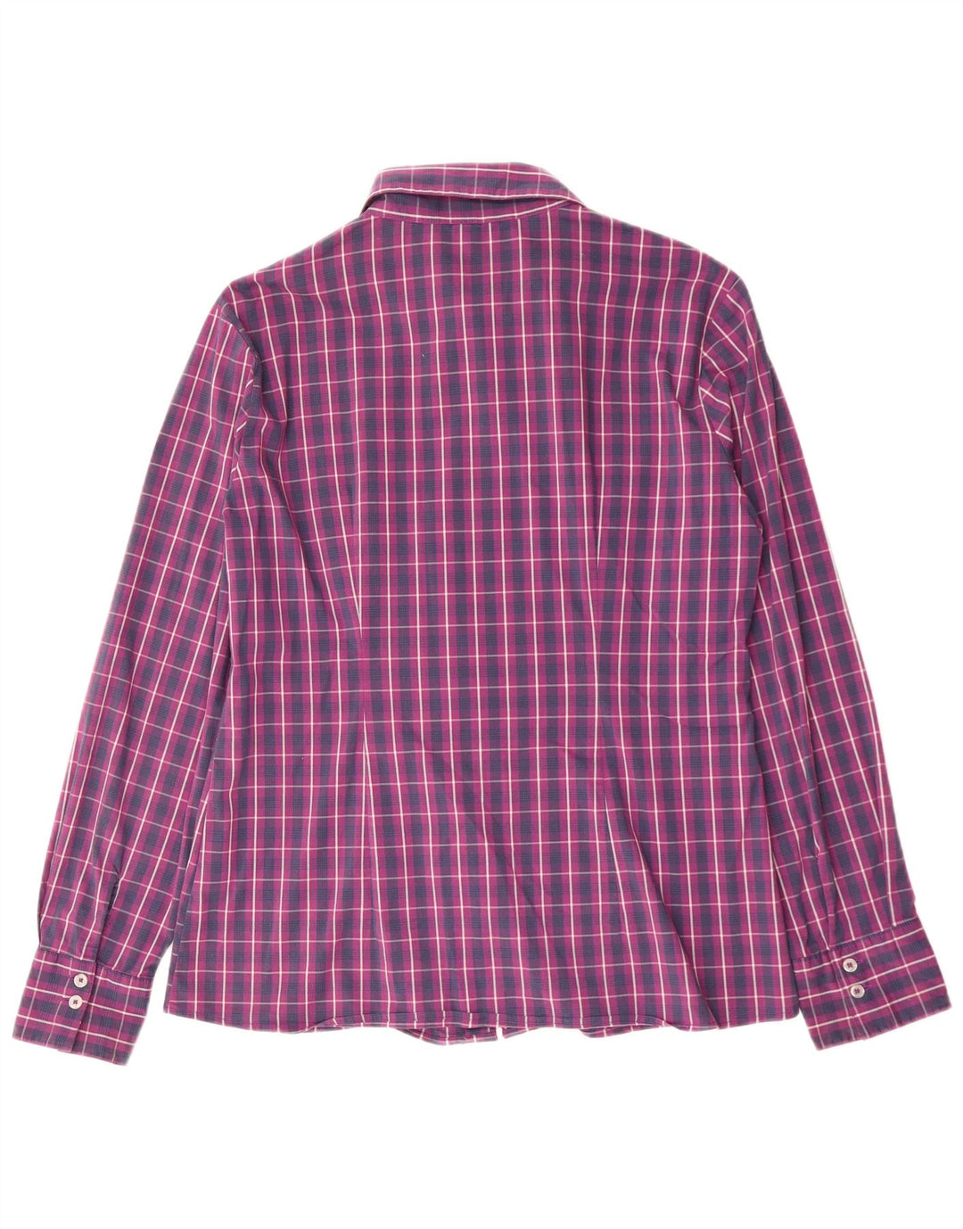 BENETTON Womens Shirt UK 16 Large Purple Check Cotton