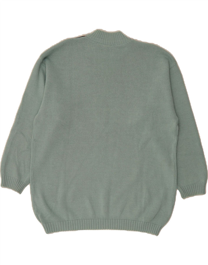 VINTAGE Mens Turtle Neck Jumper Sweater Medium Blue Argyle/Diamond Acrylic Vintage Vintage and Second-Hand Vintage from Messina Hembry 