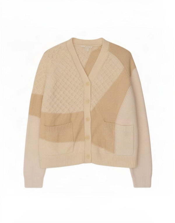 Pulover cardigan Cos pentru femei UK 14 Medium Beige Colorblock Bumbac