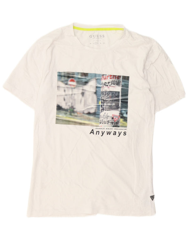 Tricou grafic pentru bărbați Guess Slim Fit Top din bumbac alb mediu
