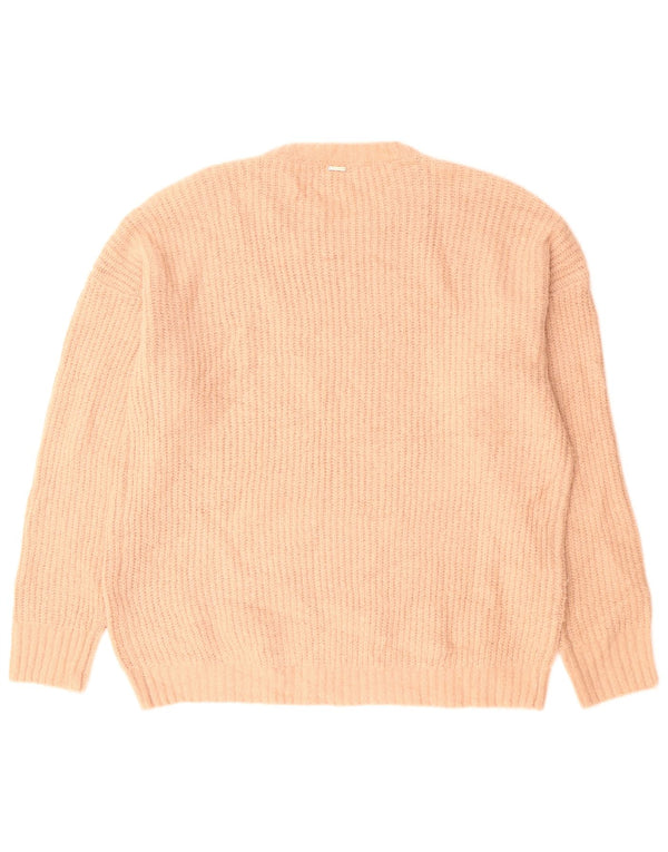 Pulover Volcom pentru femei supradimensionat cu gât turnut, roz mediu, UK 12/14