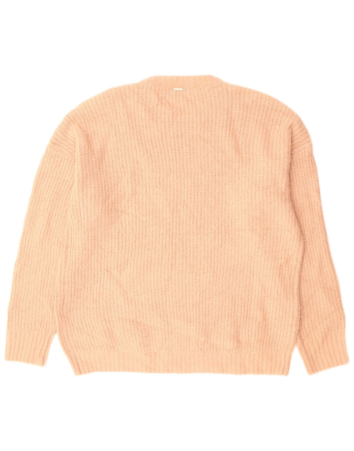 Pulover Volcom pentru femei supradimensionat cu gât turnut, roz mediu, UK 12/14