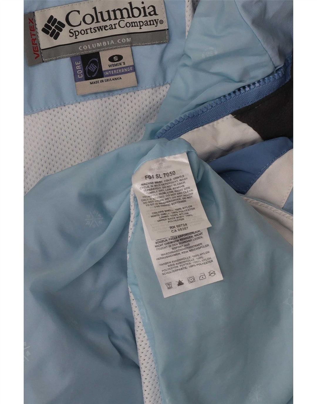 Jachetă de ploaie supradimensionată cu glugă Columbia pentru femei UK 10 Small Blue Colorblock