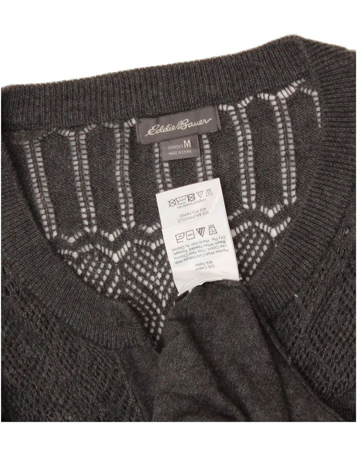 EDDIE BAUER Womens Cardigan Sweater UK 14 Medium Grey Cotton Vintage Eddie Bauer and Second-Hand Eddie Bauer from Messina Hembry 