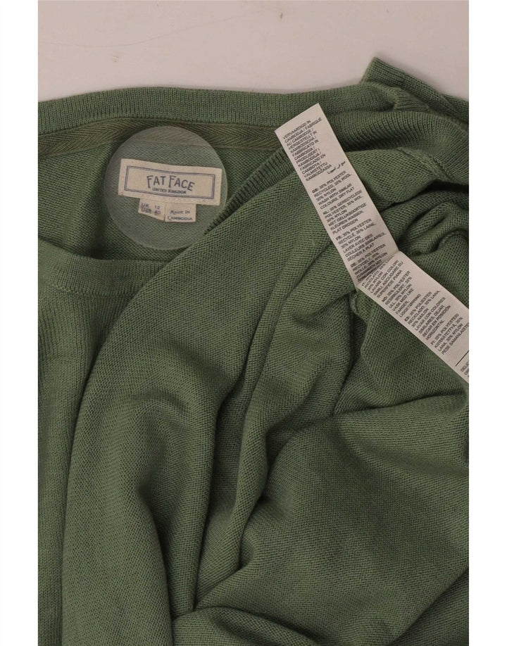 Pulover pentru femei Fat Face cu gâtul cu barca UK 12 Poliester verde mediu