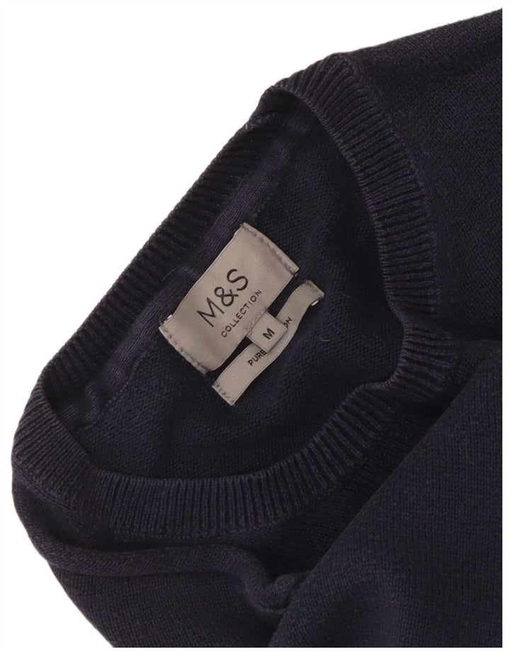 Pulover pentru bărbați Marks & Spencer cu gât crew pulover mediu din bumbac bleumarin